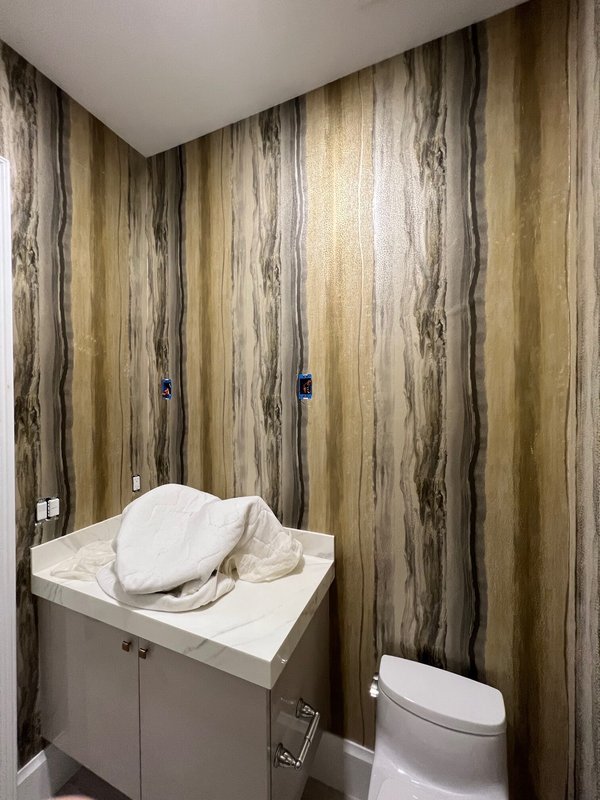 Luxury gold glassbead wallpaper installation